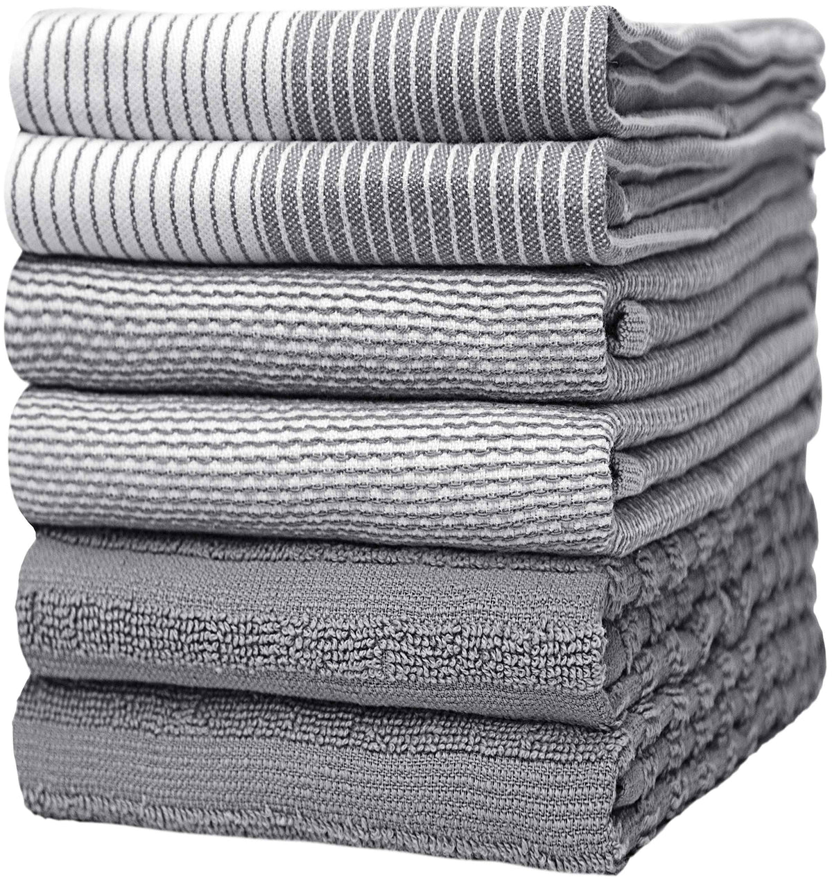 Bumble Towels Premium Kitchen,Hand Towels (20x 28, 6 Pack) Large Cotton, Dish, Flat & Terry Towel Highly Absorbent Tea Towels Set with Hanging Loop